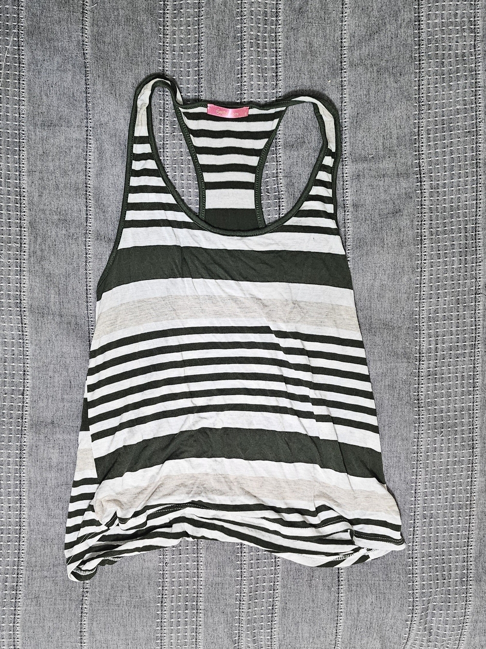 Striped Racerback Tank Top - Green & White
